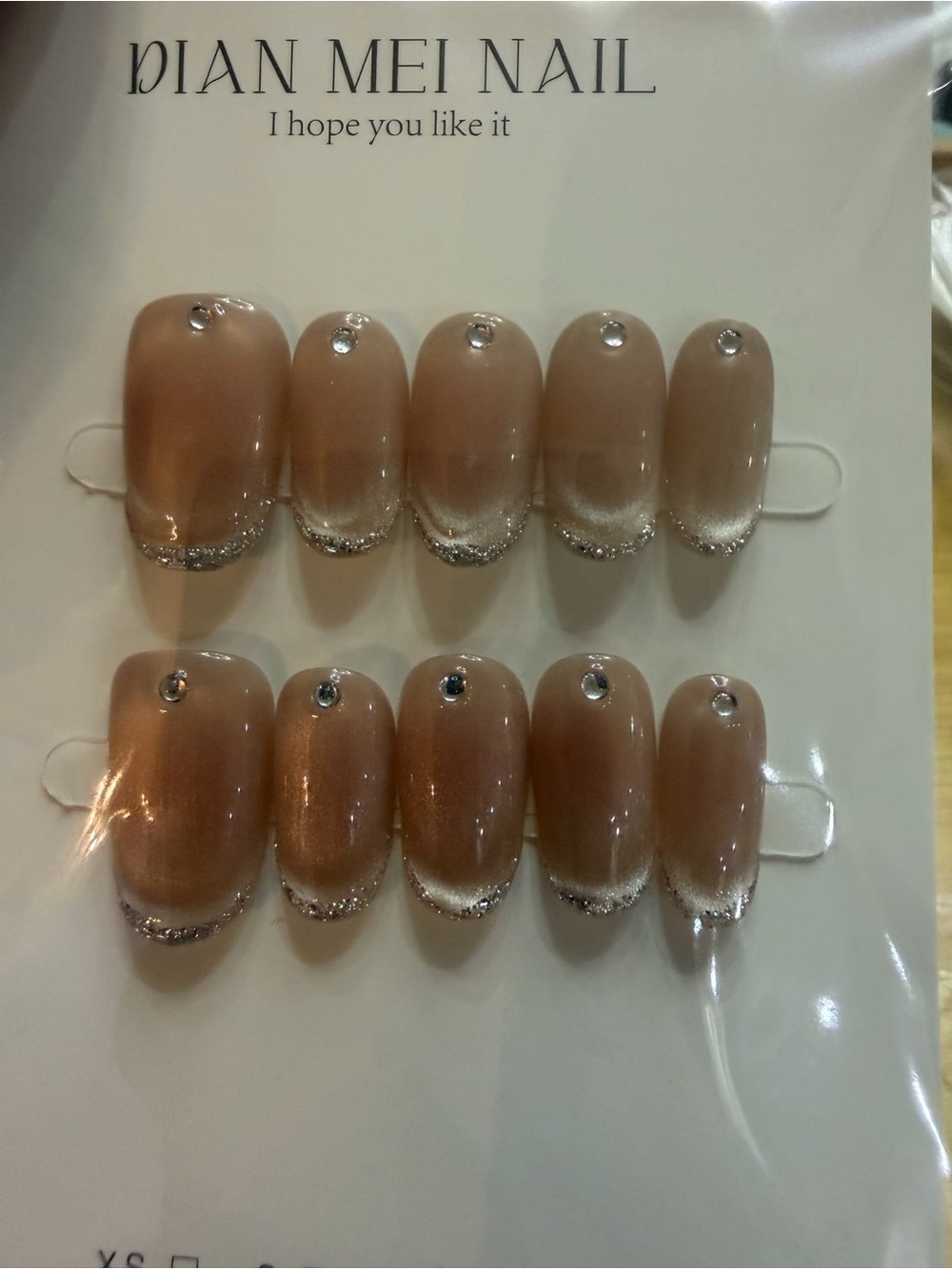 Nude Ombre Press-On Nail Set with Silver Accent
